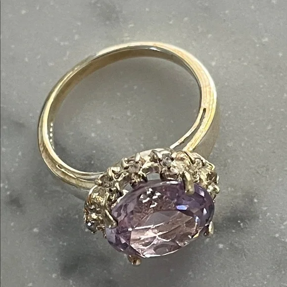 Sterling Silver Vintage Purple Gemstone Ring - Picture 4 of 6
